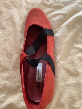 Red suede Arche flats, size 7.5